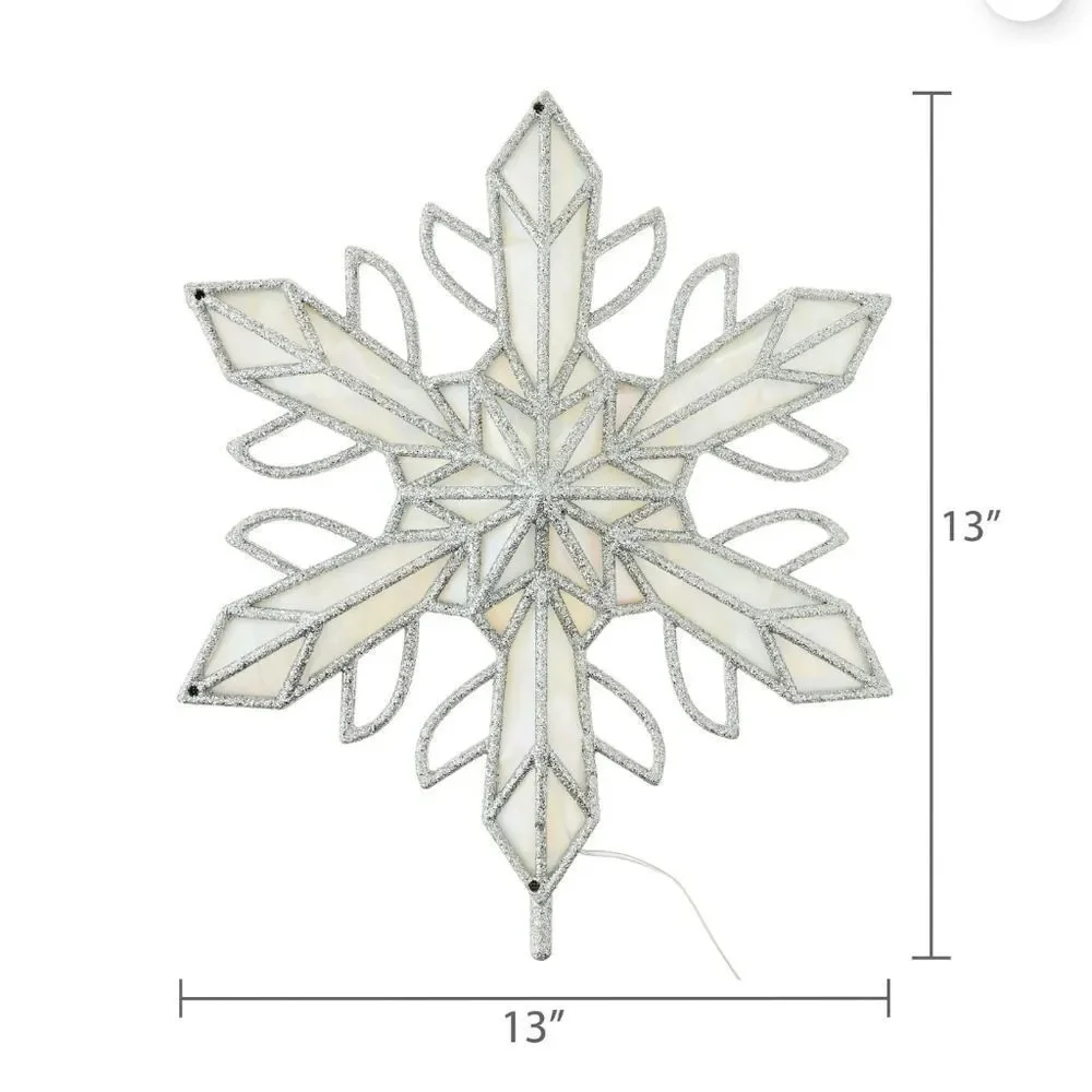 LED Snowflake Christmas Tree Topper, Silver, 15.75